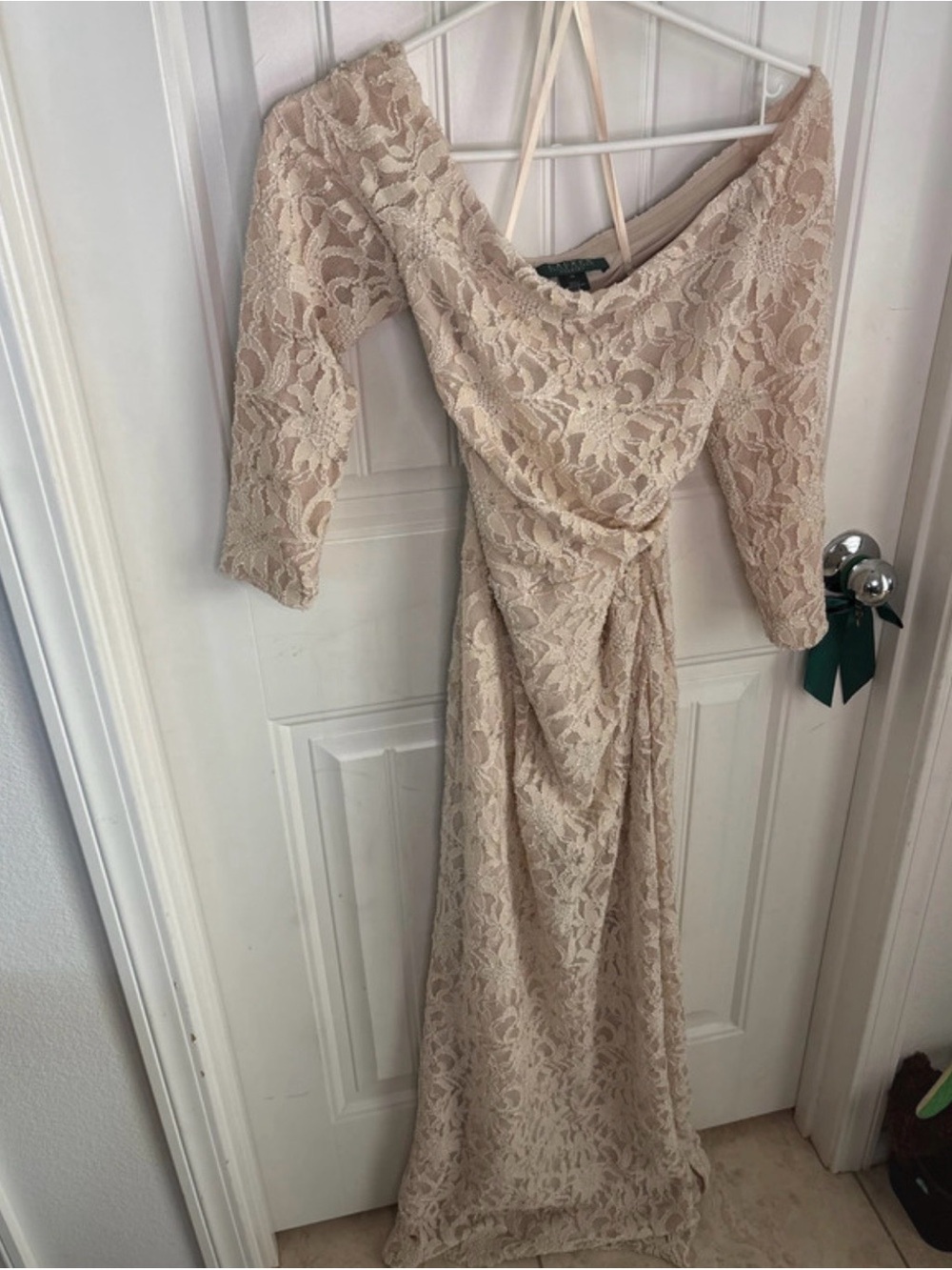 Ralph Lauren Champagne Lace Wrap Maxi Dress - Picture 2 of 8